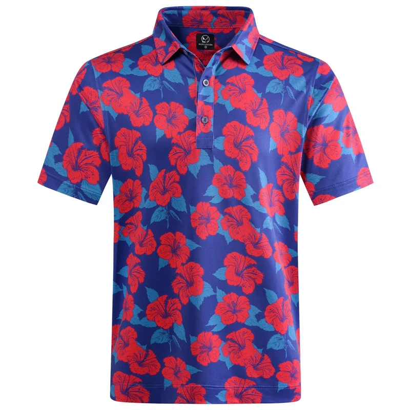 Hawaiian Plants Polo Shirt Man Summer 3D Print Leaves Flower Short Sleeve Golf Polo Shirts Oversized Street Tops T-Shirt Clothes