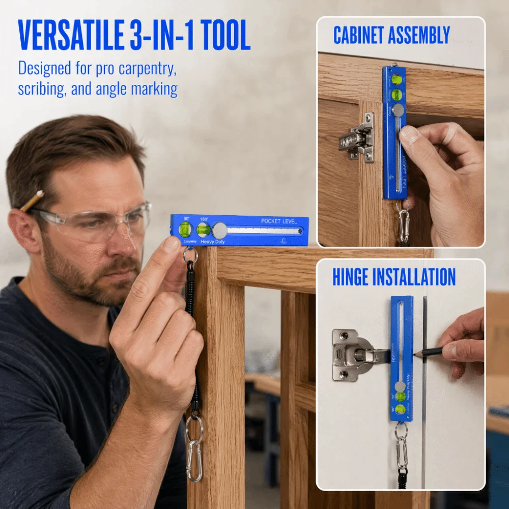 Aluminium Alloy Marking Level Ruler 6.6in Length Pocket Size Multi-Angle Scribing Ruler 90°-180° Angle Range Depth Gauge