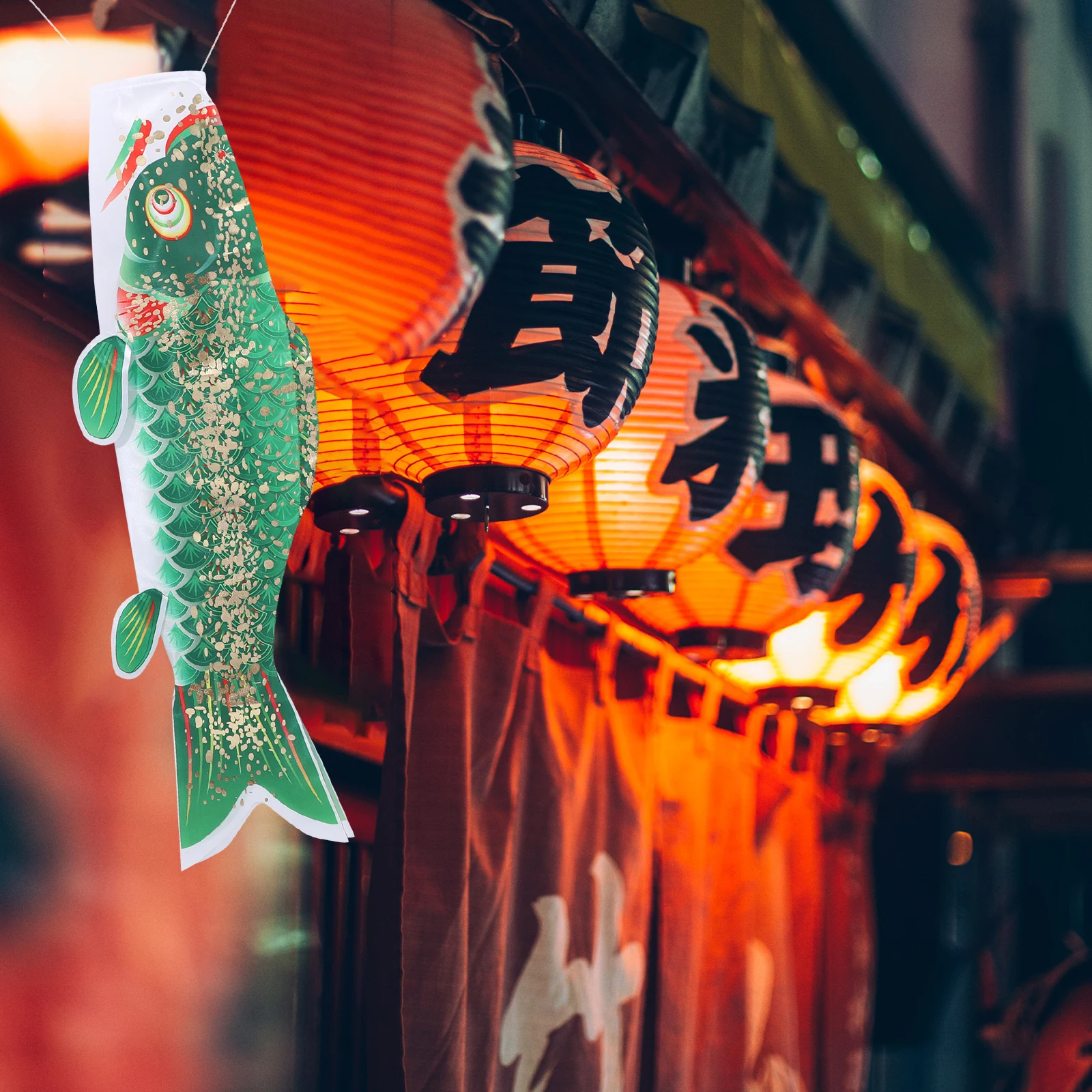 

Japanese Carp Windsock 70cm Gold Green Home Festival Decor Outdoor Wind Socks Fish Shape Gardening Hanging Flag