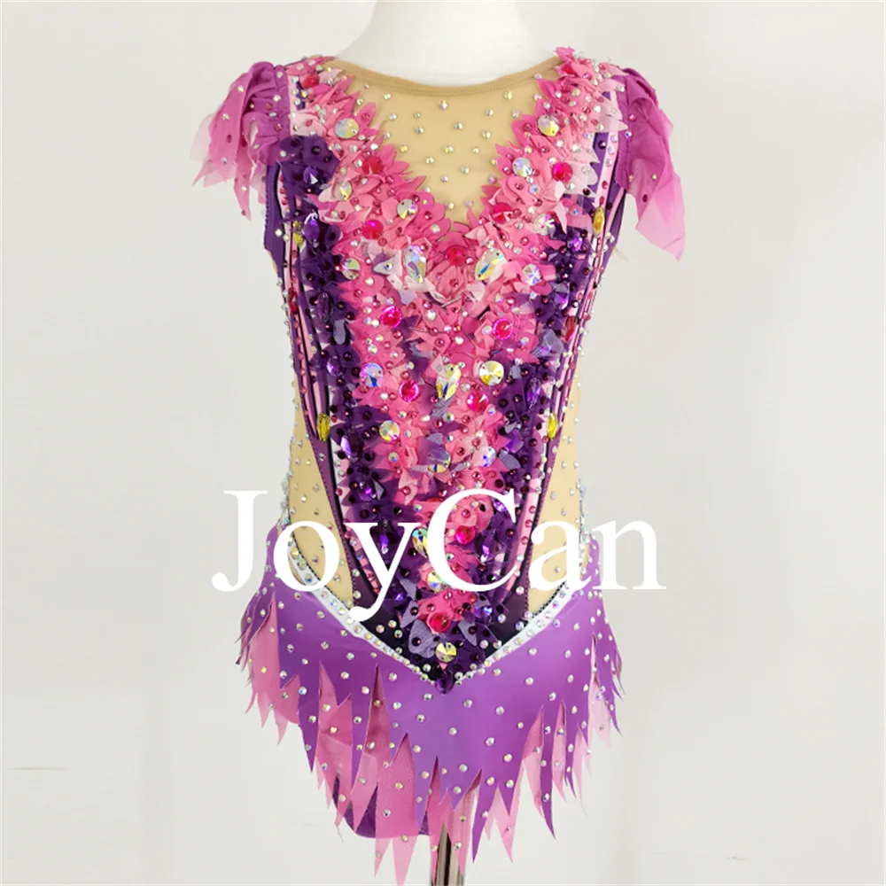 

JoyCan Custom Girls Dress New Women's Competition Pink Leotard Ballroom Performance Wear BD616