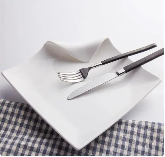 

Необычная керамическая тарелка для стейка, отель, ресторан, однотонная посуда, основная тарелка, домашняя кухня, белый десертный салат