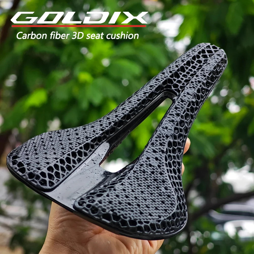 Подушка для велосипедного сиденья GOLDIX, дышащая и удобная подушка из углеродного волокна с 3D принтом, дорожная подушка для горного велосипеда, часть велосипеда