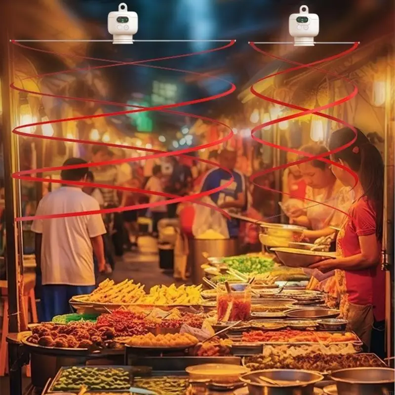 H37B Fly Bugs Repellents Hanging Fan 3 Speed ​​Remote Control Jauhkan Lalat Jauh Dari Makanan Daging USB Hanging Fan