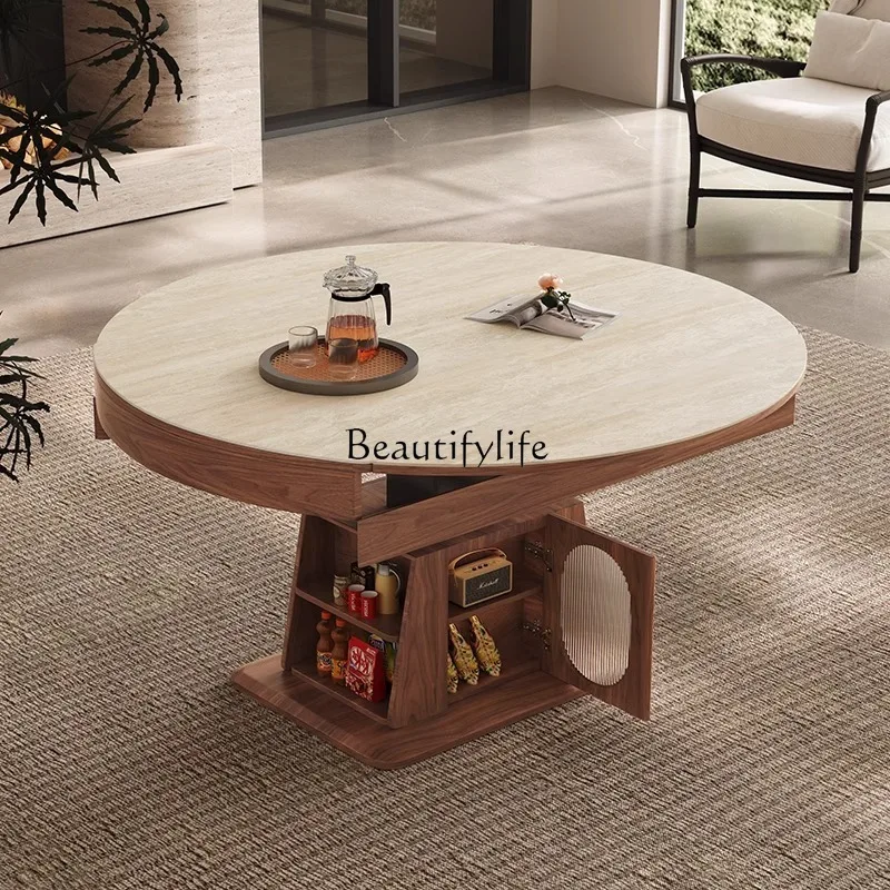 *Intelligent lifting rock slab coffee table dining table dual-purpose