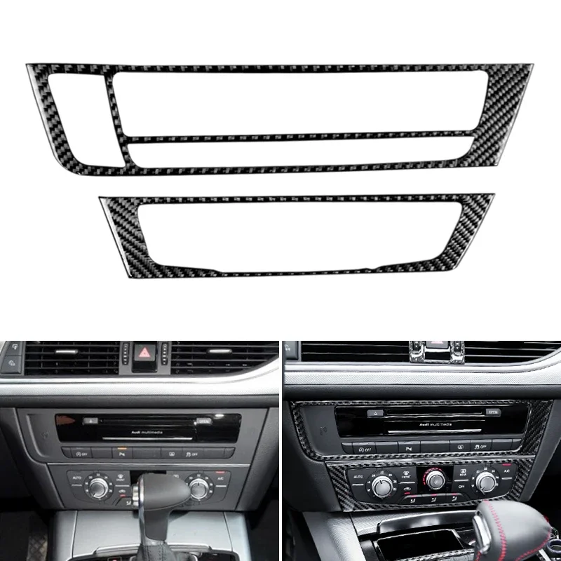 

Car Styling Real Carbon Fiber Center Control Air Conditioning CD Panel Cover Trim For Audi A6 C7 A6L 2012 2013 2014 2015 2016