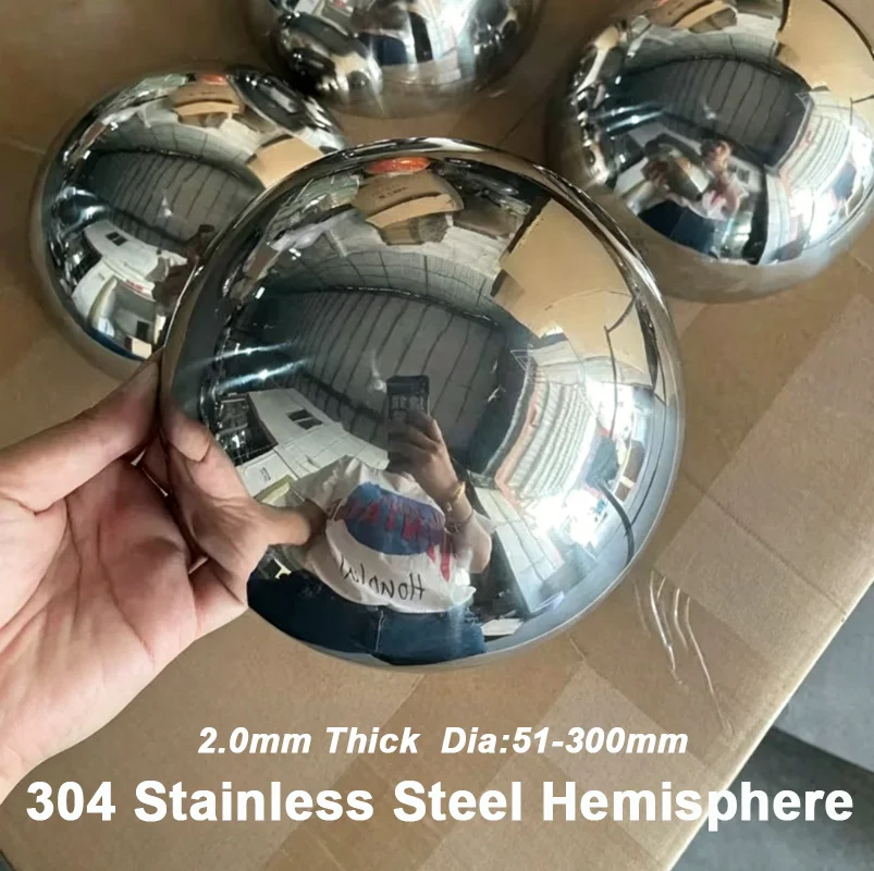 2.0mm Thickness 304 Stainless Steel Hemisphere Mirror Polished Half Sphere for Hotel Villa Elevator Interior Stair Railing Decor