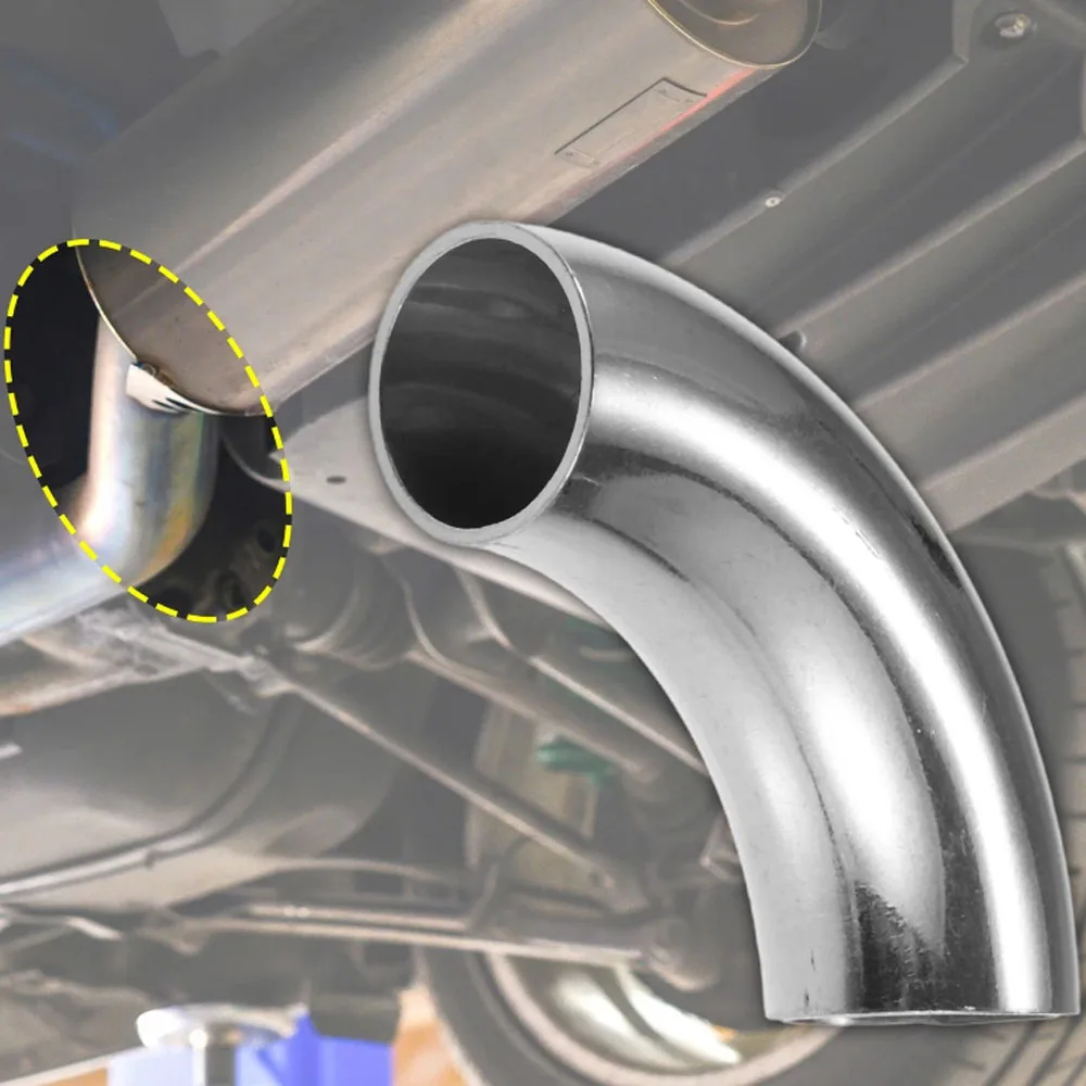 Paket 41 Inch Konektor Knalpot Mobil Poles 90 Derajat Sambungan Knalpot Pipa Knalpot Universal Fit Stainless Steel Bend Tube