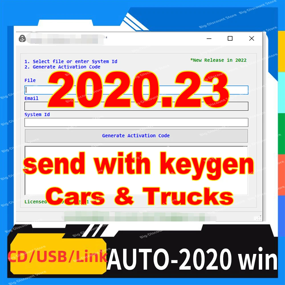 Latest Rele-ase 2020.23 with keygen Softwares For au-to-coms Car Truck Diagnostic Tools Obd Scanner DS-150E send link CD or USB