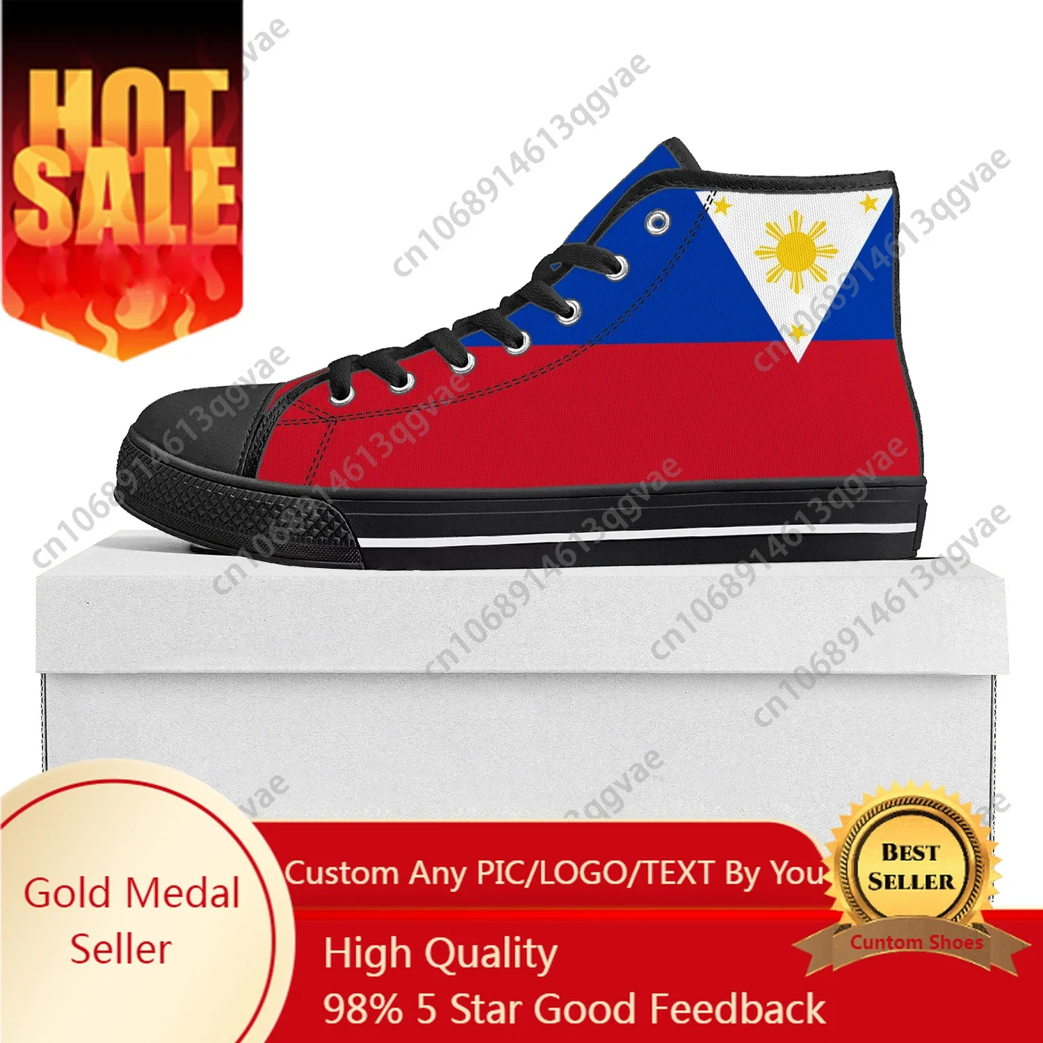 

Philippine Flag High Top High Quality Sneakers Mens Womens Teenager Canvas Sneaker Philippines Casual Couple Shoes Custom Shoe