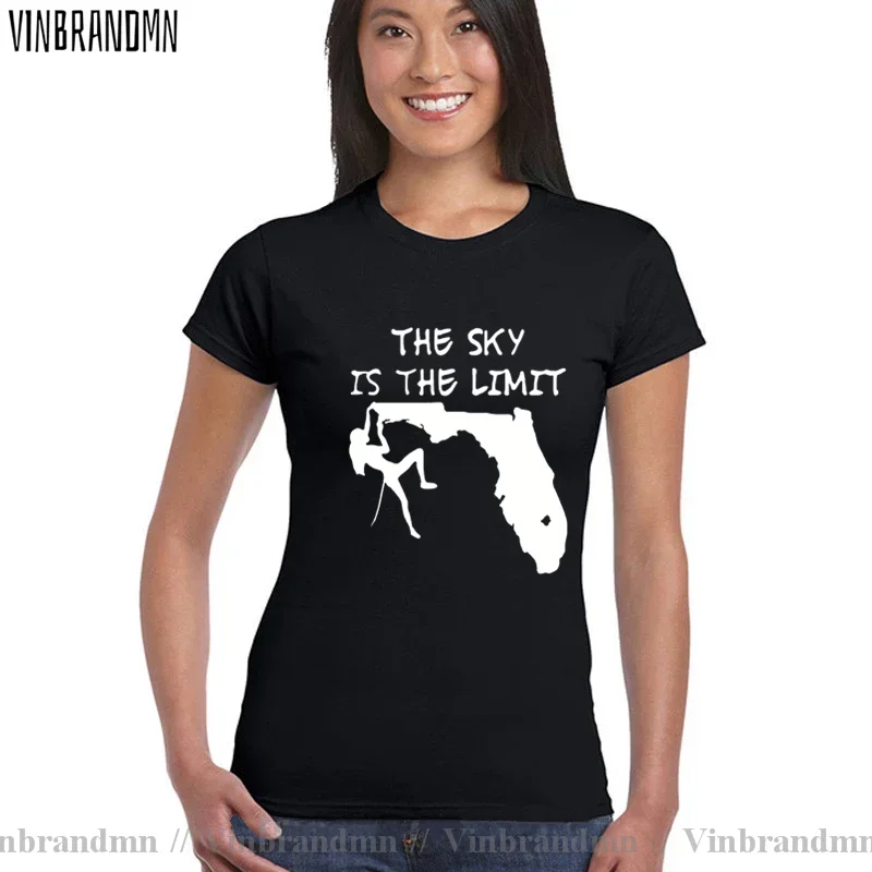 Rock Climbing T Shirt The Sky Is The Limit Mountain Outdoor Motivation wonder tshirt woman Rock climber T-Shirt female tee shirt