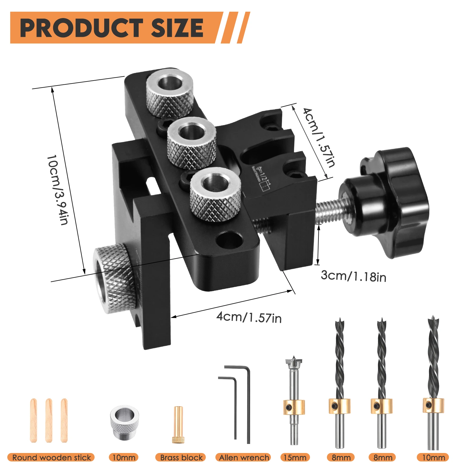 Imagem -02 - Doweling Jig Kit em Carpintaria Perfuração 10 15 mm Pin Fixture Puncher Locator Dowel Guia Broca Kit com Brocas