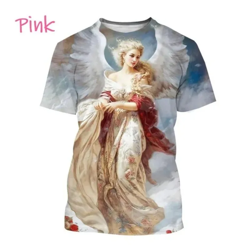 L\'ultima t-shirt Casual stampata in 3D per uomo e donna, Retro Cool Angel Street Style, bellissime ali Angel maniche corte