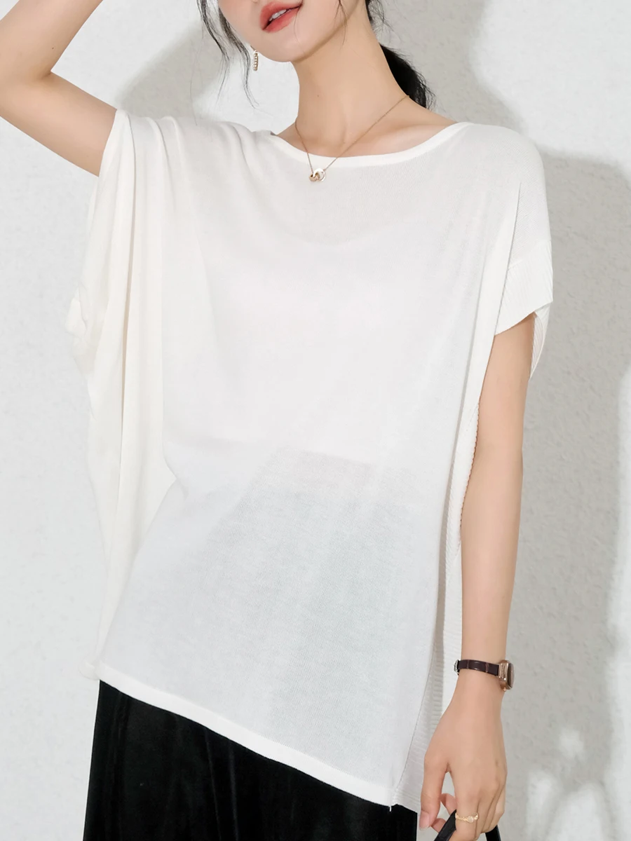 

Женский летний повседневный топ DianThia: асимметричный вязаный свитер с неровным краем, модный свободный крой, цветной