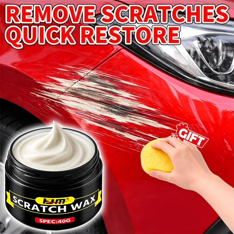 KJM Car Scratch Remover Wax Auto Paint Scratch Repair Polish Compound Car Body Swirl Mark Cleaner With Sponge 40g