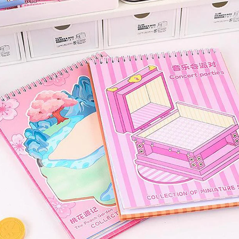 Plus ขนาด 6 ฉากการ์ตูน 3D Miniature ภูมิทัศน์หนังสือสติกเกอร์ DIY Cabin ฉากสติกเกอร์เทศกาลของขวัญวันเกิดเด็กผู้หญิง