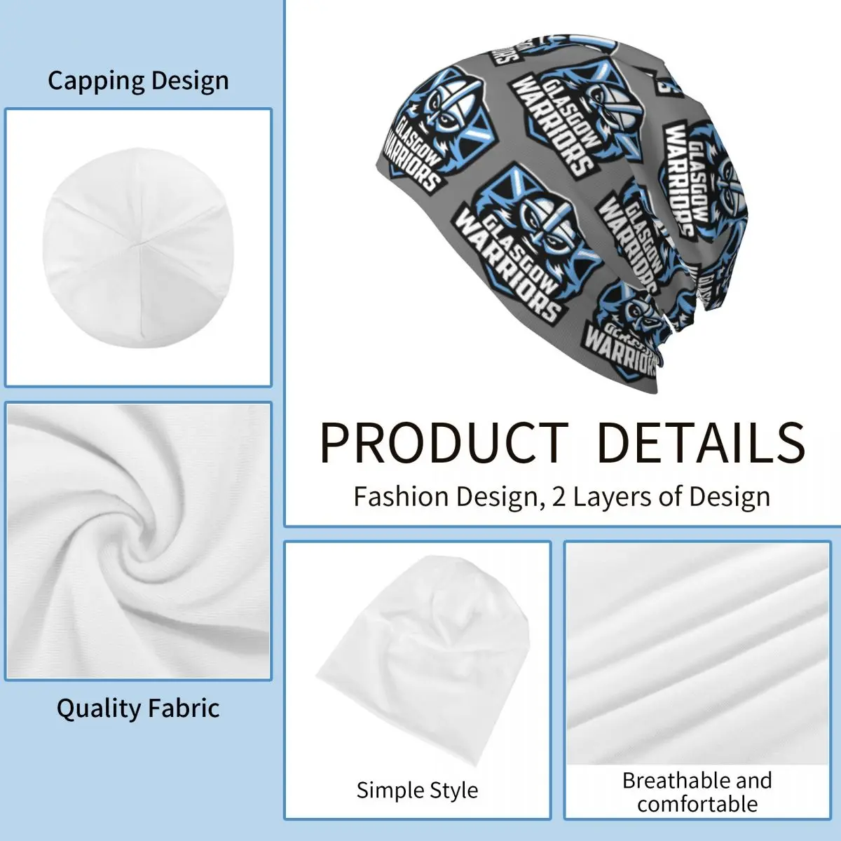 Glasgow Warriors Icon Berretti unisex per adulti Berretti per maglieria Cappello caldo Hip Hop Autunno Inverno Cappelli Skullies all'aperto