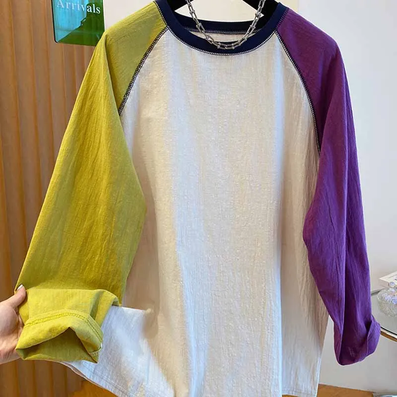

Мужская льняная футболка оверсайз с длинным рукавом, 300 цветов, весна-осень, свободный крой, тонкая, с вставками на плечах, верхняя одежда