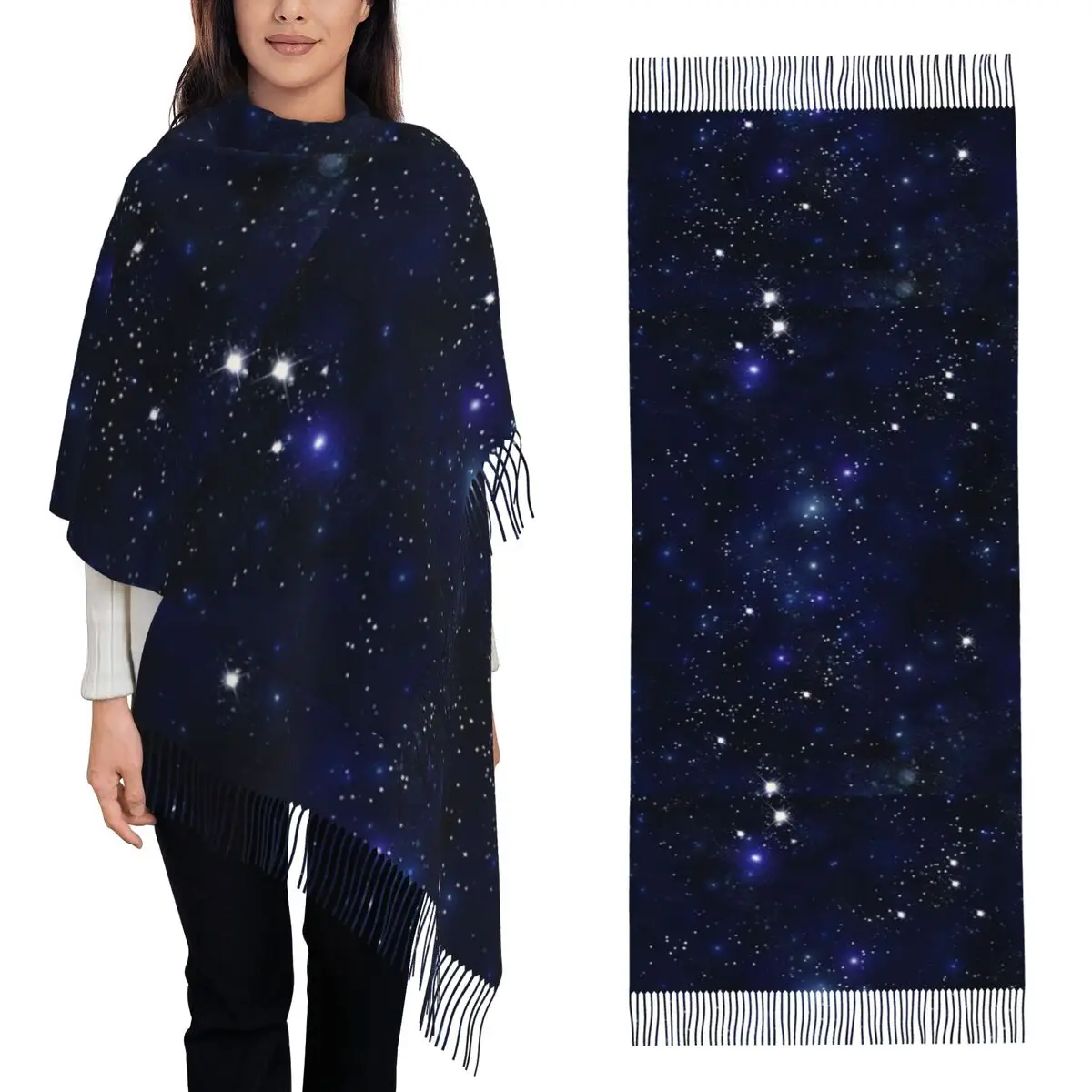 Constellation Star Clusters Galaxies Halloween Scarf Tassel Scarves Women Soft Warm Shawls and Wraps Long Fall Winter Shawl Wrap