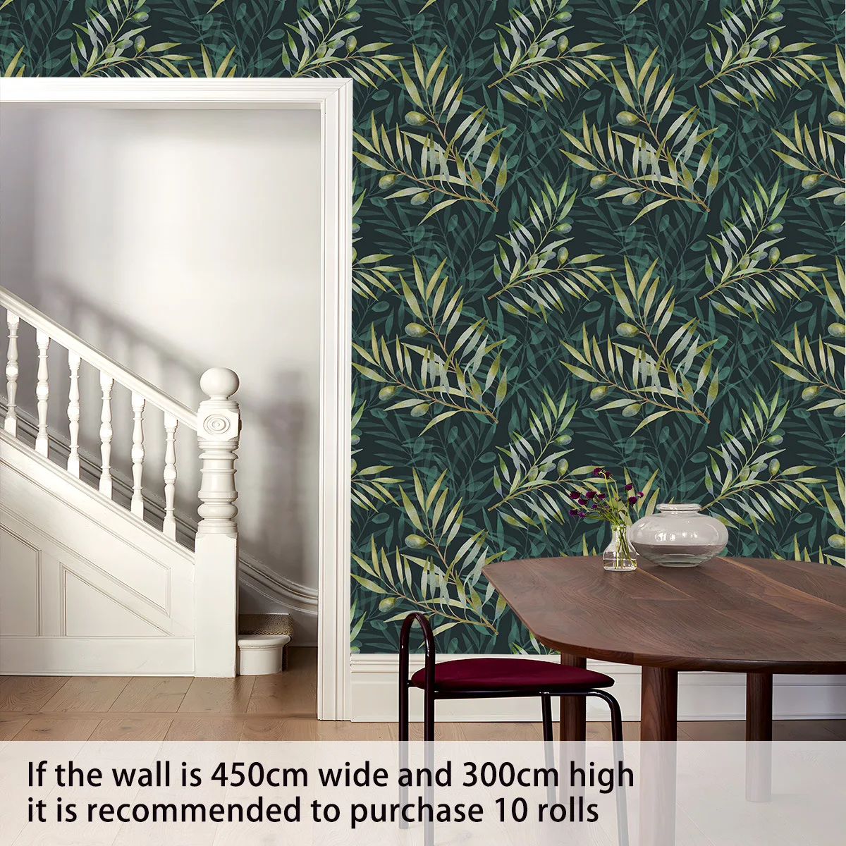 Green Leaf Wallpaper Peel and Stick Botanical Contact Paper Tropical Palm Leaves Self Adhesive Wall Paper for Room Cabinet