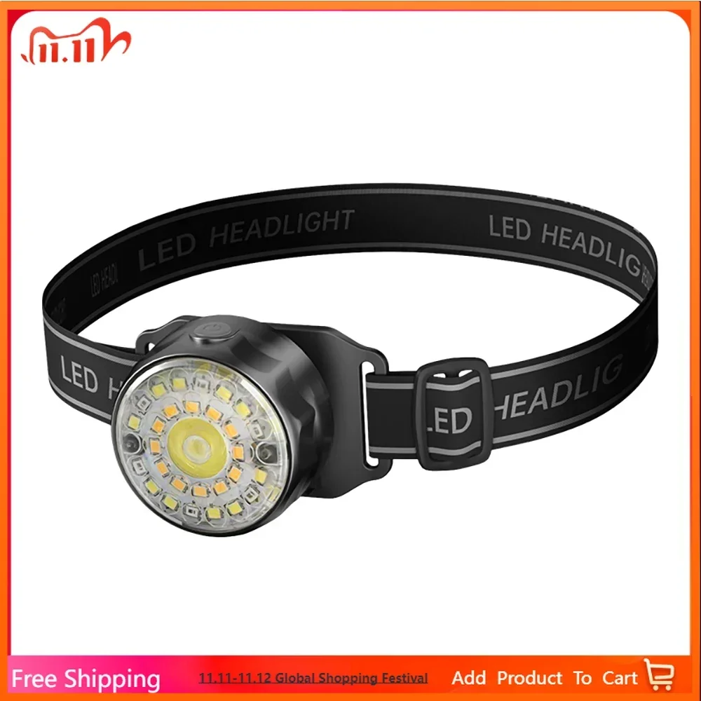 28 LED Mini Headlight USB Rechargeable Motion Sensor Headlamp Portable Fishing Camping Outdoor Head Lamp Work Flashlight