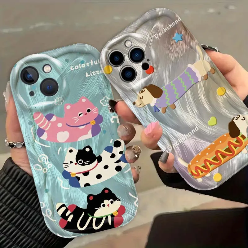 

Lazy Cute Animal Pattern For Apple iPhone 17 16 15 14 13 12 Mini Air Pro Max Plus Wave Oil Phone Case