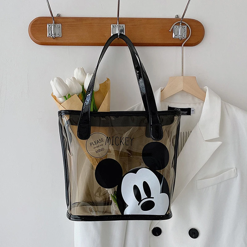 Anime Disney Shoulder Handbag Transparent Bag Cartoon Printed Tote Bag Cartoon Cute Mickey Mouse Handbag Girls Birthday Gifts