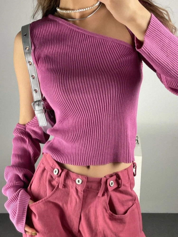 Chic Early Autumn Knitted Short Sleeveless Top And Long Sleeve Jacket Women's Fashion Two-Piece Knitted Set Korean Style