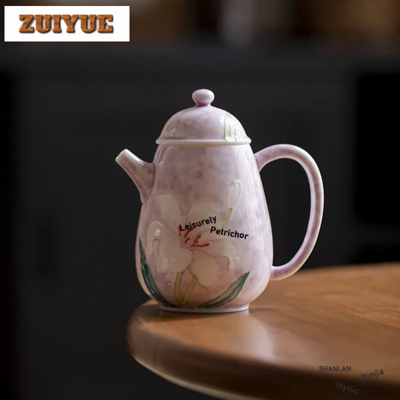 

170 мл ручная роспись чайник с лилией ручной работы заварник чая горшок бытовой чайник для замачивания с ситечком китайский чай для чая в подарок