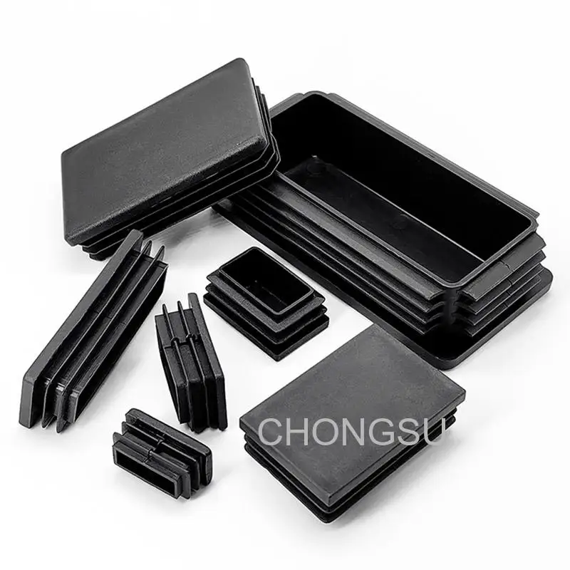 Bouchons rectangulaires noirs, bouchon de tube en plastique, embout de tube, bouchon d'obturation d'insertion, 10mm, 13mm, 15mm, 20mm, 25mm, 30mm, 35mm, 40mm, 100mm, 1 pièce, 4 pièces, 10 pièces, 50 pièces