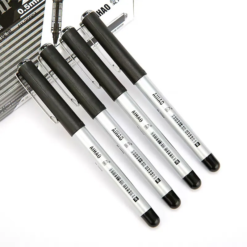 

12 шт., прямые жидкие ручки-роллеры, ручка для подписи, ручка на водной основе, студенческая гелевая ручка, наконечник-пуля, 0,5 мм, черные ручки, офисные принадлежности