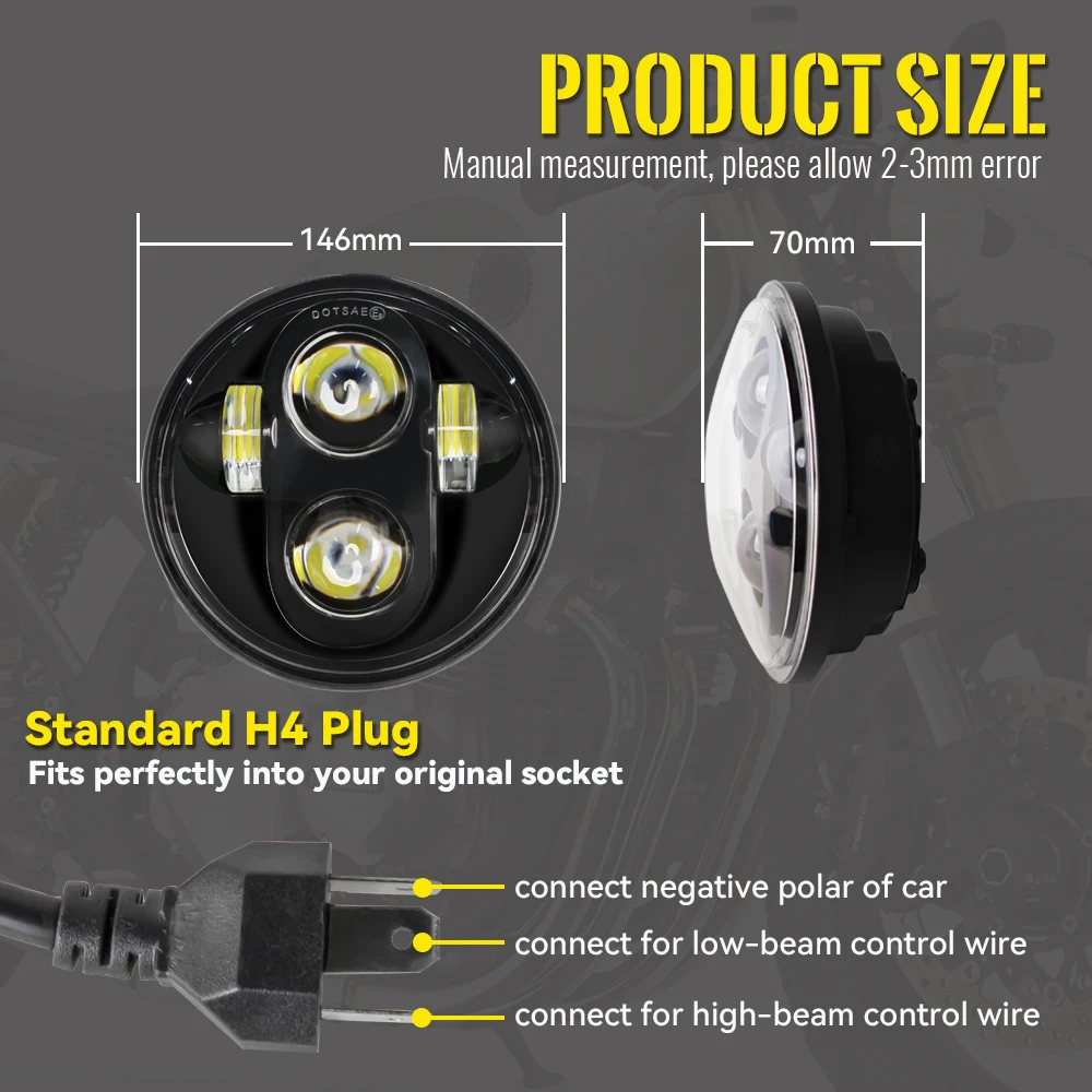 Faro delantero LED para motocicleta, luz de 3/4 pulgadas, Halo blanco, Ojos de Ángel DRL, para Dyna Sportster Softail, 5, 5,75\