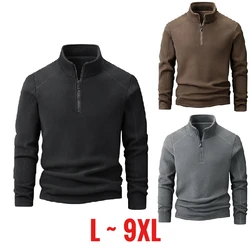 Big Size Winter Sweatshirt Men Stand Up Collar Warm Pullover Male Half Zipper Polar Fleece Large Plus 9XL Zip-up Sport Loose Fit