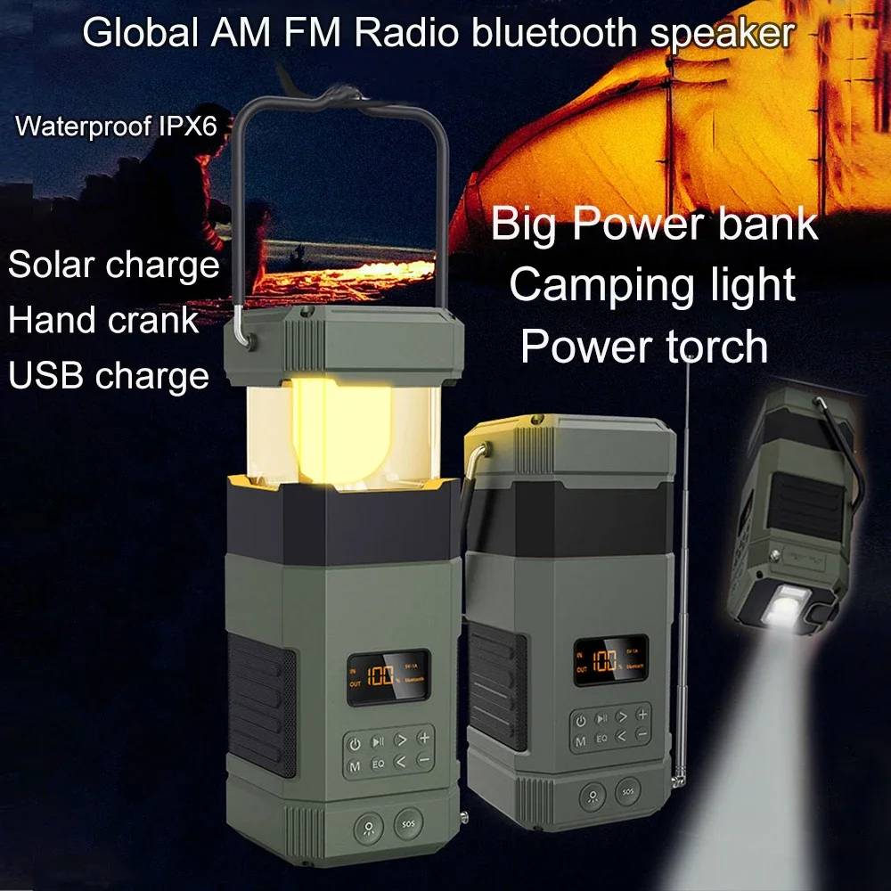 Original brand newCamping lantern Emergency ki·ts n·oa·a w·b a·m f·m d·ab radio Solar high quality multi speaker Am Fm waterproo