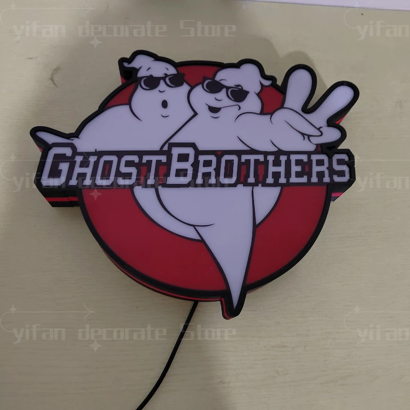 Imagem -04 - Ghostbuster Brother Logo Led Nightlight Jogo Personalizado 3d Print Desktop Room Lightbox Decoração de Parede Melhor Presente para Crianças