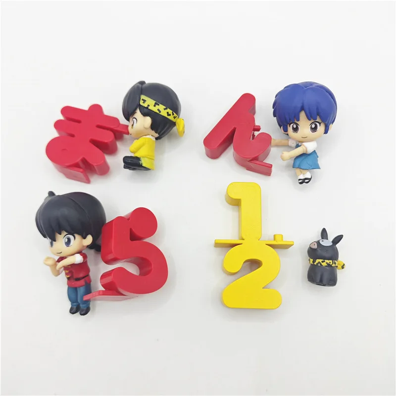 Aixlan 4 SZT. Figurka Ranma 1/2 Ranma Tendou Akane Wersja Q Śliczna Figurka Akcji PVC Anime Prezent Świąteczny Kolekcjonerska Figurka