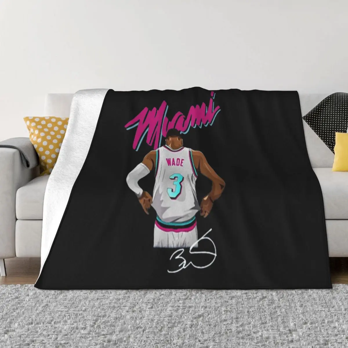 Dwyane Wade Miami Beach Signature Interested Many Colors Cartoon Character Dj High Quanlity Sale 2021 Latest Throw Blanket