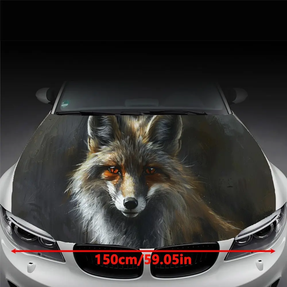 Sharp eyed fox Car Hood Sticker PVC Self Waterproof Stick, Striking Auto Exterior Accessories Decor Protect Gift for Car Lover