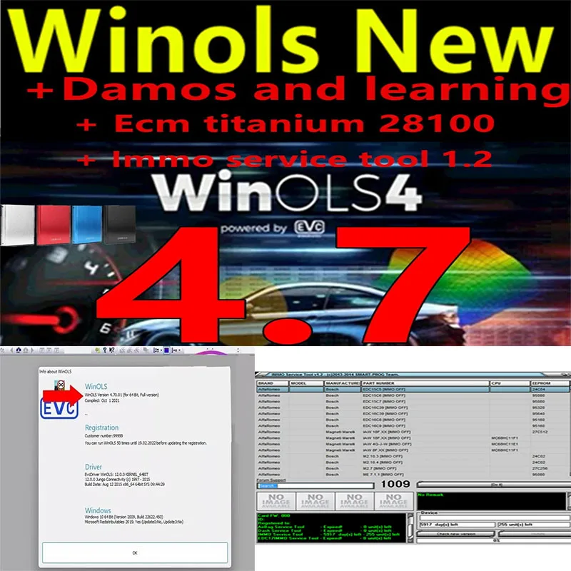 Winols 4.7 Full Activated immo tool Windows 7 10 11 No Need Vmware Multi-language +2021 Damos +ECM TITANIUM+ IMMO SERVICE Tool