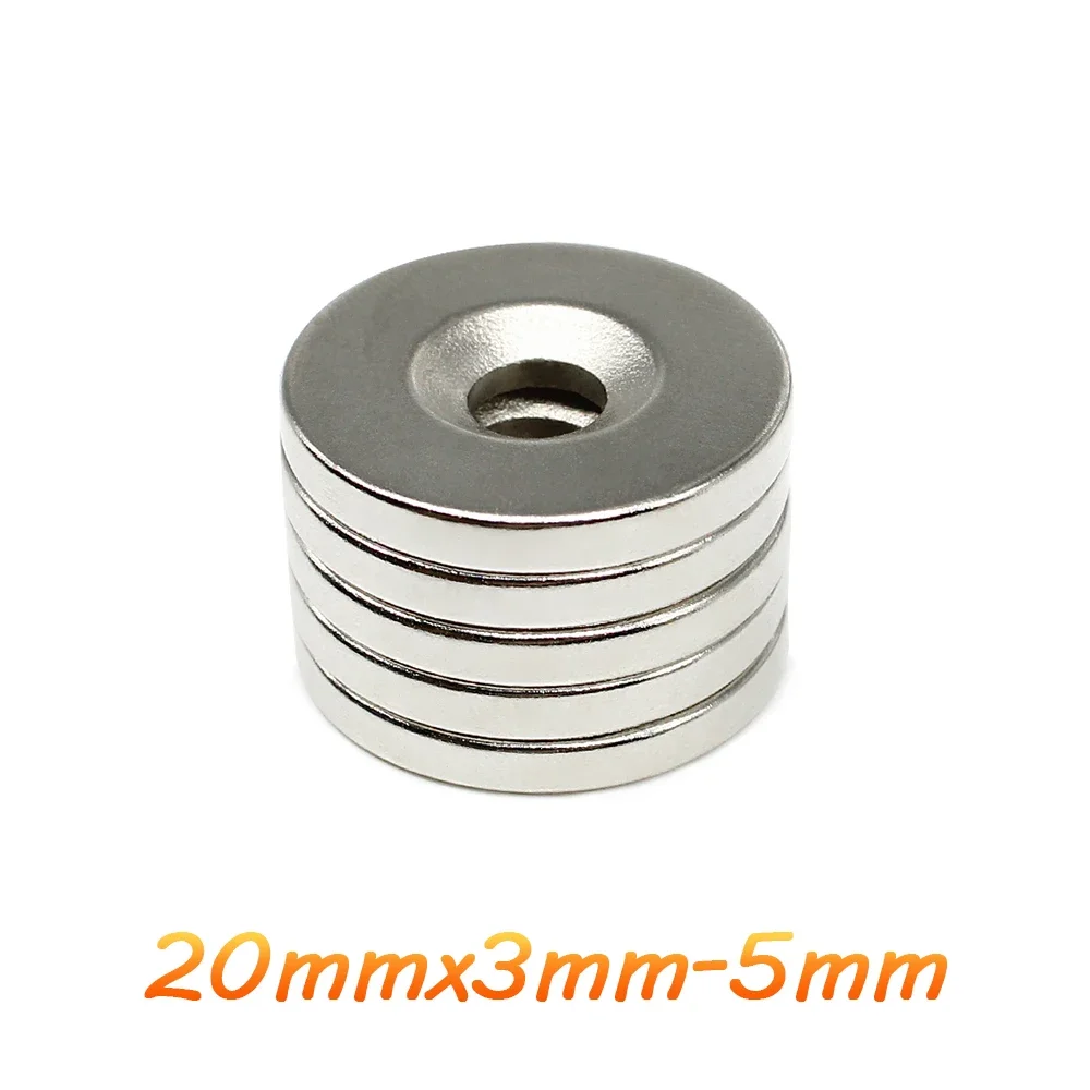 2/5/10/15/20/50PCS 20x3-5 Countersunk Round Search Magnet 20*3 With Hole 5mm Disc Permanent Neodymium Magnet 20x3-5mm  20*3-5