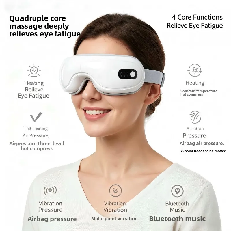 Folding Eye Massager with Hot Compress & Vibration, Portable Home Eye Protection Device, Multi-Language Support