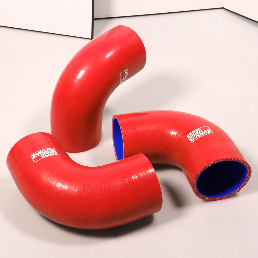 Cotovelo de silicone variável 90 °   Conector de mangueira para intercooler, conector de tubo de entrada da turbina, mangueira de silicone (vermelha, azul, preta)