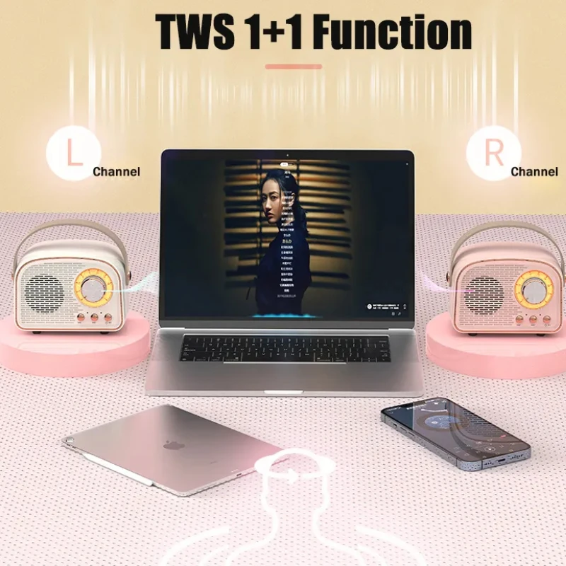 Retro Bluetooth-compatible Speaker Cute Mini Speaker with FM Radio Wireless Speaker 5