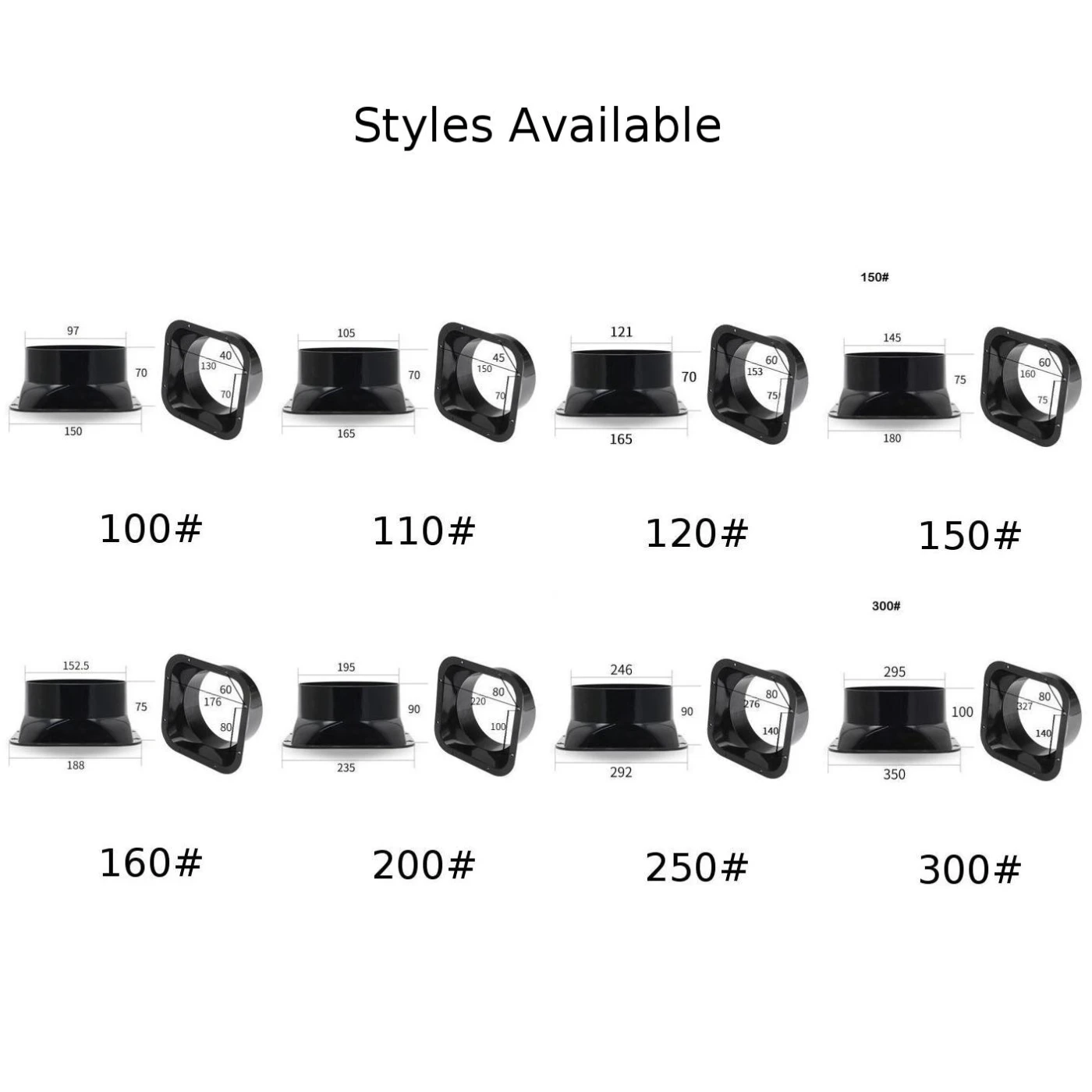 8-типный соединитель воздуховода с квадратным фланцем, АБС-пластик для шланга диаметром 100-300 мм, обратный клапан для ванной комнаты, кухни, детали вентилятора