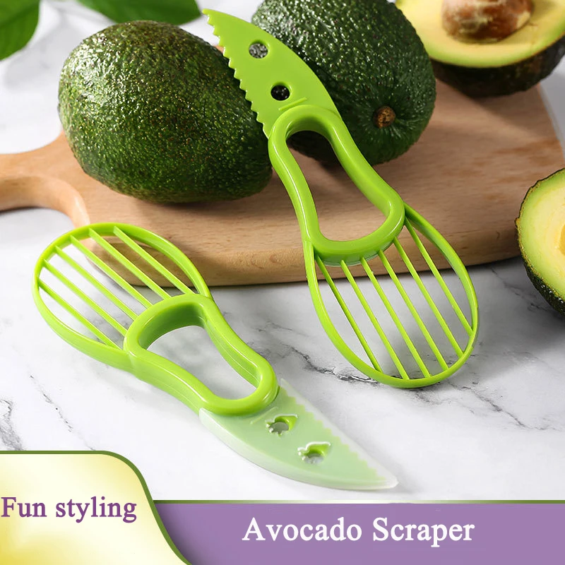 3 In 1 Avocado Slicer Shea Corer Butter Fruit Peeler Cutter Pulp Separator Plastic Knife Kitchen Vegetable Tools