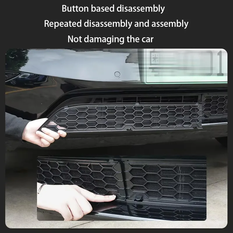 For Tesla 2021-2025Model Y/3 Front Bumper Grill Mesh Air Inlet Vent Cover Grille Guards Protector Anti-insect Net Accessories