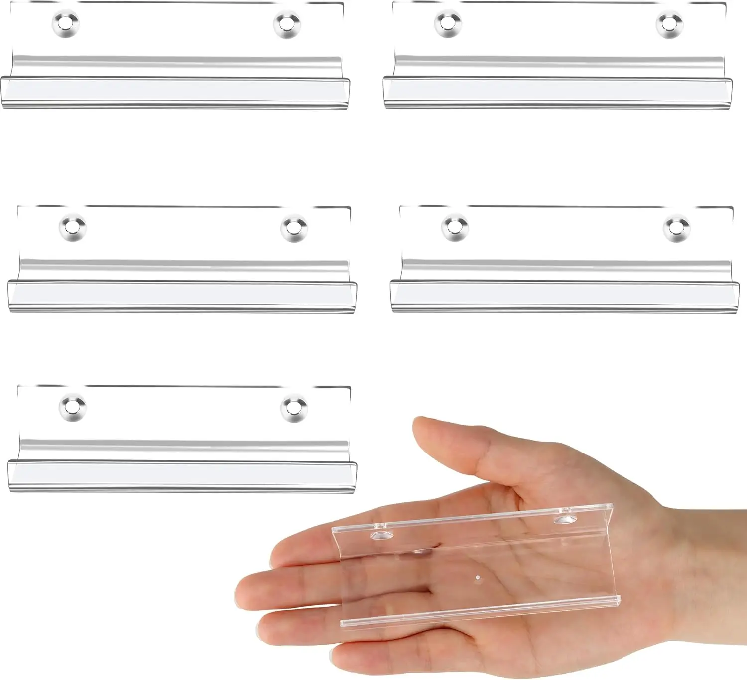 

6 Pack Clear Vinyl Record Shelf Wall Mount Acrylic Album Display Holder Storage Hanger CD Floating Shelf for Home Office, 4 Inch