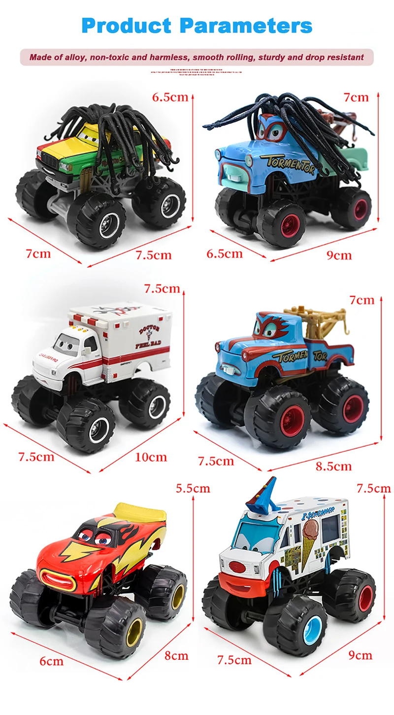 Spielzeugautos Monster Truck Tormentor Mater Frightening McMean Lightning McQueen I-Screamer Wrestler Modell Kinderspielzeugauto – Detail 2