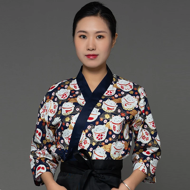 Uniforme de Chef de estilo japonés para hombre y mujer, ropa de trabajo para restaurante, Sushi, Bar, camarero de cocina, chaquetas de Chef, ropa de trabajo para Catering