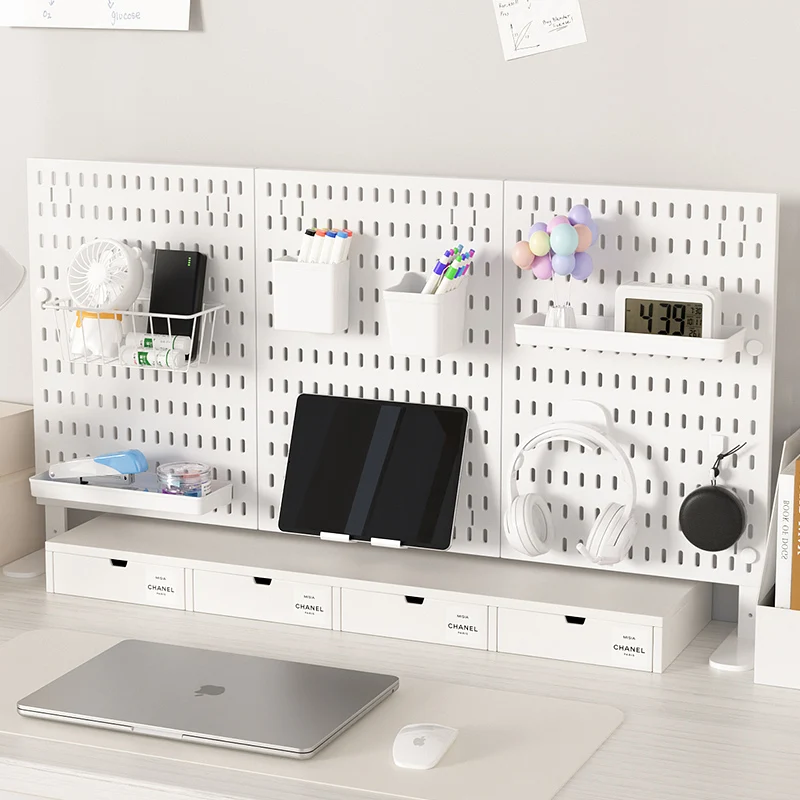 رف تخزين سطح المكتب من بيجبورد: قسم عمودي للمكتب والمنزل والمكتب والنوم، رف الطاولة مع ملحقات خالية من المثقاب #1