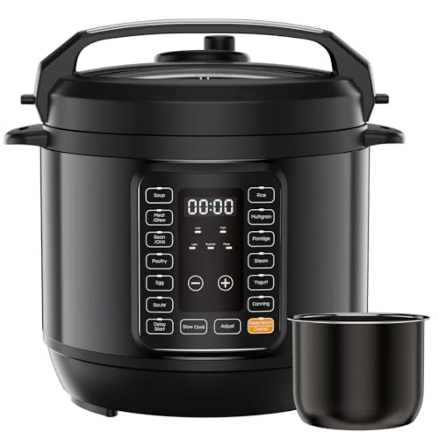 

Мультиварка-скороварка электрическая 16-в-1, 6QT, программируемая, с 12 предустановленными программами, для супов, приготовления на пару, йогурта и многого другого, с керамической чашей